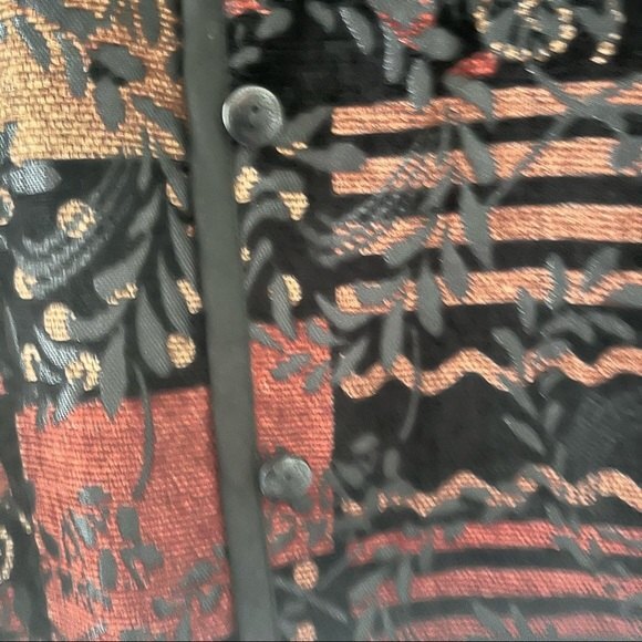 CHRISTOPHER & BANKS Jacket Tapestry Tweed Patchwork Brocade Boho Reversible Sz L - Picture 8 of 8